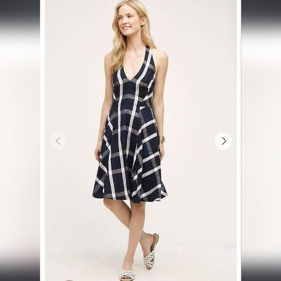 Eva Franco,  Anya Plaid Fit and Flare‎ Halter, Size 2 - Picture 1 of 10
